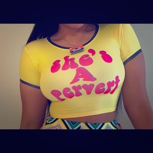 70’s “she’s a pervert” crop top